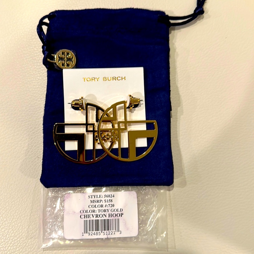 Tory Burch Chevron Hoop Gold